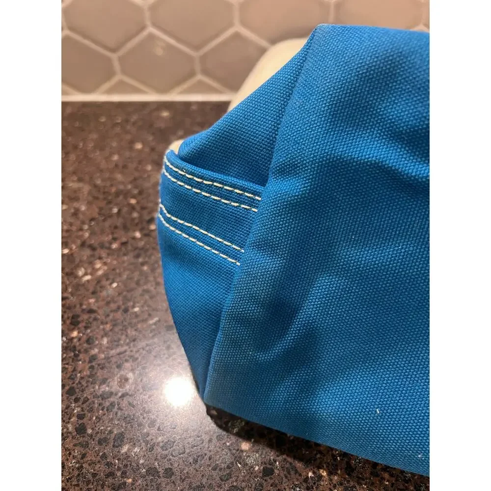 Land’s End Canvas Classic Bag Tote Cream Blue Beach School Diaper Grocery Travel